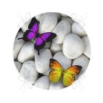 Kelebek Desenli Dijital Baskılı Yuvarlak Fermuarlı Sandalye Minderi Realhomes