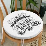 Love Dijital Baskılı Dijital Yuvarlak Fermuarlı Sandalye Minderi Realhomes