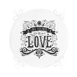 Love Dijital Baskılı Dijital Yuvarlak Fermuarlı Sandalye Minderi Realhomes