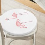 - RealHomes Yuvarlak Fermuarlı Minder - Realhomes Pembe Flamingo Desenli Dijital Baskılı Yuvarlak Fermuarlı Sandalye Minderi Realhomes