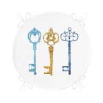 - RealHomes Yuvarlak Fermuarlı Minder - Realhomes  Renkli Anahtar Desenli Dijital Baskılı Yuvarlak Fermuarlı Sandalye Minderi Realhomes