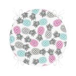 - RealHomes Yuvarlak Fermuarlı Minder - Realhomes  Beyaz Zeminde Ananas Motifli Dijital Baskılı Yuvarlak Fermuarlı Sandalye Minderi Realhomes