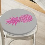 Gri Zemin Ananas Dijital Baskılı Yuvarlak Fermuarlı Sandalye Minderi Realhomes