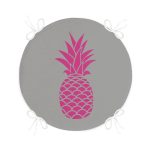 Gri Zemin Ananas Dijital Baskılı Yuvarlak Fermuarlı Sandalye Minderi Realhomes