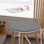 Siyah Beyaz Zikzak Desenli Dijital Baskılı Yuvarlak Fermuarlı Sandalye Minderi Realhomes