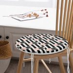 - RealHomes Yuvarlak Fermuarlı Minder - Realhomes  Siyah Çizgili Kaktüs Motifli Dijital Baskılı Yuvarlak Fermuarlı Sandalye Minderi Realhomes