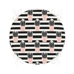 - RealHomes Yuvarlak Fermuarlı Minder - Realhomes  Siyah Çizgili Kaktüs Motifli Dijital Baskılı Yuvarlak Fermuarlı Sandalye Minderi Realhomes