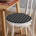 - RealHomes Yuvarlak Fermuarlı Minder - Realhomes  Siyah Zemin Ogea Desenli Dijital Baskılı Yuvarlak Fermuarlı Sandalye Minderi Realhomes