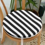 - RealHomes Yuvarlak Fermuarlı Minder - Realhomes  Siyah Beyaz Çizgili Yuvarlak Fermuarlı Sandalye Minderi Realhomes