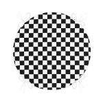 Siyah Beyaz Ekose Desenli Yuvarlak Fermuarlı Sandalye Minderi Realhomes