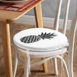 - RealHomes Yuvarlak Fermuarlı Minder - Realhomes Siyah Beyaz Ananas Dijital Baskılı Yuvarlak Fermuarlı Sandalye Minderi Realhomes