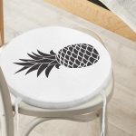 - RealHomes Yuvarlak Fermuarlı Minder - Realhomes Siyah Beyaz Ananas Dijital Baskılı Yuvarlak Fermuarlı Sandalye Minderi Realhomes