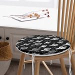 - RealHomes Yuvarlak Fermuarlı Minder - Realhomes  Siyah Beyaz Kaktüs Dijital Baskılı Yuvarlak Fermuarlı Sandalye Minderi Realhomes