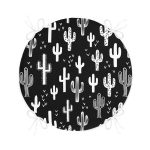 - RealHomes Yuvarlak Fermuarlı Minder - Realhomes  Siyah Beyaz Kaktüs Dijital Baskılı Yuvarlak Fermuarlı Sandalye Minderi Realhomes