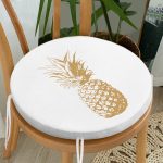 Altın Renk Kaktüs Dijital Baskılı Yuvarlak Fermuarlı Sandalye Minderi Realhomes