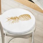 Altın Renk Kaktüs Dijital Baskılı Yuvarlak Fermuarlı Sandalye Minderi Realhomes