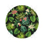 - RealHomes Yuvarlak Fermuarlı Minder - Realhomes  Siyah Zemin Yapraklar Yuvarlak Fermuarlı Sandalye Minderi Realhomes