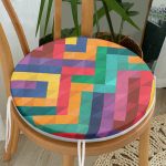 - RealHomes Yuvarlak Fermuarlı Minder - Realhomes Renkli Geometrik Desenli Dijital Baskılı Yuvarlak Fermuarlı Sandalye Minderi Realhomes