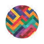 - RealHomes Yuvarlak Fermuarlı Minder - Realhomes Renkli Geometrik Desenli Dijital Baskılı Yuvarlak Fermuarlı Sandalye Minderi Realhomes