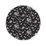 - RealHomes Yuvarlak Fermuarlı Minder - Realhomes  Siyah Zeminde Beyaz Çiçekler Dijital Baskılı Yuvarlak Fermuarlı Sandalye Minderi Realhomes