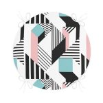 - RealHomes Yuvarlak Fermuarlı Minder - Realhomes Modern Geometrik Şekilli Dijital Baskılı Yuvarlak Fermuarlı Sandalye Minderi Realhomes