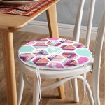 - RealHomes Yuvarlak Fermuarlı Minder - Realhomes  Modern Renkli Şekiller Dijital Baskılı Yuvarlak Fermuarlı Sandalye Minderi Realhomes