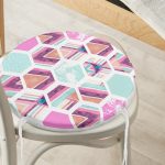 - RealHomes Yuvarlak Fermuarlı Minder - Realhomes  Modern Renkli Şekiller Dijital Baskılı Yuvarlak Fermuarlı Sandalye Minderi Realhomes