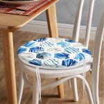 - RealHomes Yuvarlak Fermuarlı Minder - Realhomes  Mavi Temalı Geometrik Şekilli Yuvarlak Fermuarlı Sandalye Minderi Realhomes