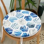 - RealHomes Yuvarlak Fermuarlı Minder - Realhomes  Mavi Temalı Geometrik Şekilli Yuvarlak Fermuarlı Sandalye Minderi Realhomes