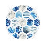 - RealHomes Yuvarlak Fermuarlı Minder - Realhomes  Mavi Temalı Geometrik Şekilli Yuvarlak Fermuarlı Sandalye Minderi Realhomes