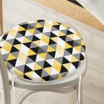 Üçgen Mozaik Desenli Dijital Baskılı Yuvarlak Fermuarlı Sandalye Minderi Realhomes