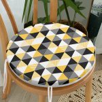 Üçgen Mozaik Desenli Dijital Baskılı Yuvarlak Fermuarlı Sandalye Minderi Realhomes