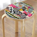 Renkli Boyama Desenli Dijital Baskılı Yuvarlak Fermuarlı Sandalye Minderi Realhomes