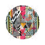 Renkli Boyama Desenli Dijital Baskılı Yuvarlak Fermuarlı Sandalye Minderi Realhomes