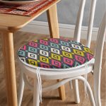 - RealHomes Yuvarlak Fermuarlı Minder - Realhomes  Renkli Geometrik Desenli Dijital Baskılı Yuvarlak Fermuarlı Sandalye Minderi Realhomes