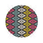 - RealHomes Yuvarlak Fermuarlı Minder - Realhomes  Renkli Geometrik Desenli Dijital Baskılı Yuvarlak Fermuarlı Sandalye Minderi Realhomes