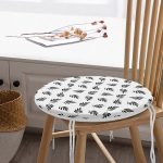 - RealHomes Yuvarlak Fermuarlı Minder - Realhomes  Siyah Beyaz Yaprak Desenli Yuvarlak Fermuarlı Sandalye Minderi Realhomes