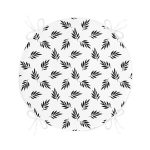 - RealHomes Yuvarlak Fermuarlı Minder - Realhomes  Siyah Beyaz Yaprak Desenli Yuvarlak Fermuarlı Sandalye Minderi Realhomes