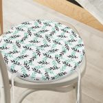 - RealHomes Yuvarlak Fermuarlı Minder - Realhomes Yeşil Siyah Yaprak Desenli Dijital Baskılı Modern Yuvarlak Fermuarlı Sandalye Minderi Realhomes