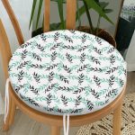 - RealHomes Yuvarlak Fermuarlı Minder - Realhomes Yeşil Siyah Yaprak Desenli Dijital Baskılı Modern Yuvarlak Fermuarlı Sandalye Minderi Realhomes