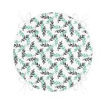 - RealHomes Yuvarlak Fermuarlı Minder - Realhomes Yeşil Siyah Yaprak Desenli Dijital Baskılı Modern Yuvarlak Fermuarlı Sandalye Minderi Realhomes