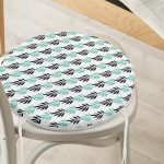 Renkli Yaprak Motifli Dijital Baskılı Modern Yuvarlak Fermuarlı Sandalye Minderi Realhomes