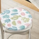 - RealHomes Yuvarlak Fermuarlı Minder - Realhomes Kaktüs Desenli Renkli Modern Yuvarlak Fermuarlı Sandalye Minderi Realhomes