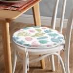 - RealHomes Yuvarlak Fermuarlı Minder - Realhomes Kaktüs Desenli Renkli Modern Yuvarlak Fermuarlı Sandalye Minderi Realhomes