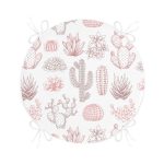 Çöl Bitkisi Desenli Dijital Baskılı Yuvarlak Fermuarlı Sandalye Minderi Realhomes