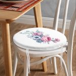 Realhomes Özel Tasarım Çiçek Desenli Dijital Baskılı Yuvarlak Fermuarlı Sandalye Minderi Realhomes