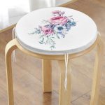 Realhomes Özel Tasarım Çiçek Desenli Dijital Baskılı Yuvarlak Fermuarlı Sandalye Minderi Realhomes