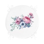 Realhomes Özel Tasarım Çiçek Desenli Dijital Baskılı Yuvarlak Fermuarlı Sandalye Minderi Realhomes