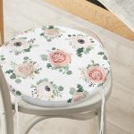 - RealHomes Yuvarlak Fermuarlı Minder - Realhomes Özel Tasarım Çiçek Temalı Dijital Baskılı Yuvarlak Fermuarlı Sandalye Minderi Realhomes