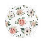 - RealHomes Yuvarlak Fermuarlı Minder - Realhomes Özel Tasarım Çiçek Temalı Dijital Baskılı Yuvarlak Fermuarlı Sandalye Minderi Realhomes